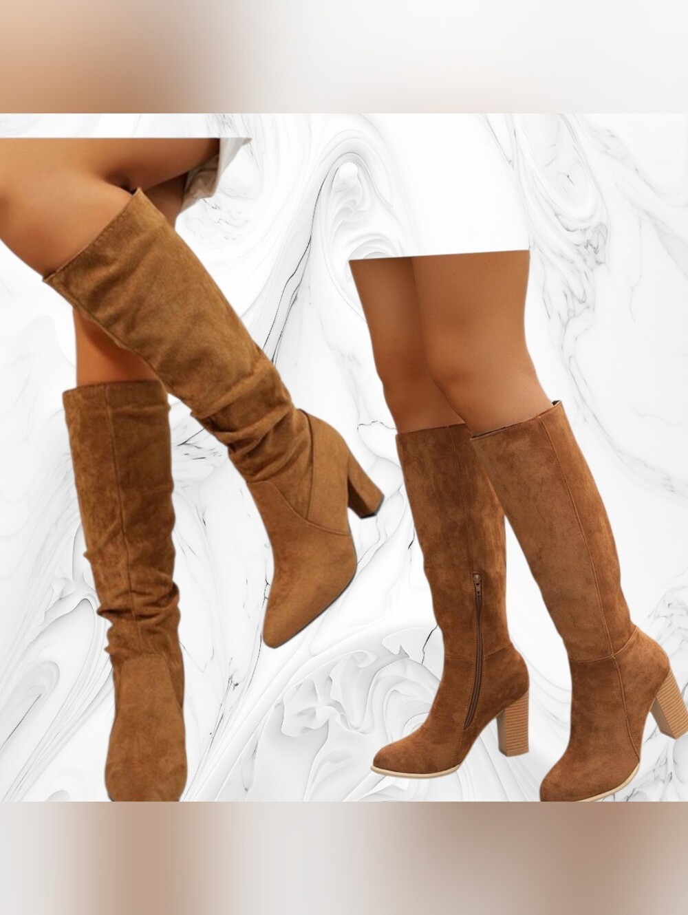 Forever 21 Tall Suede Knee Boots in Cognac Brown